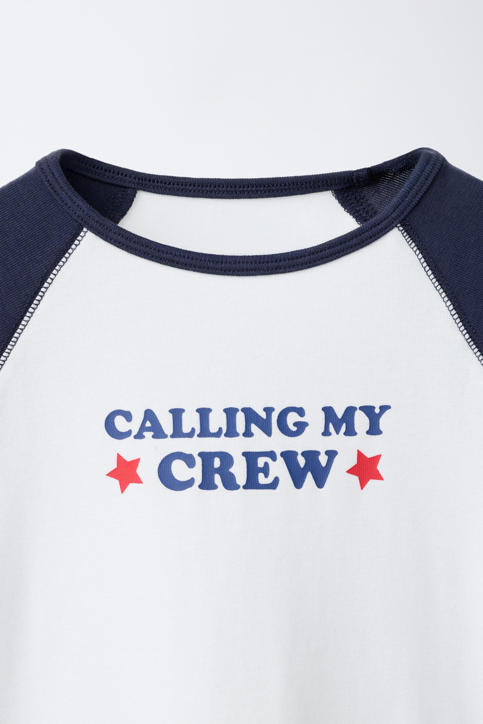 RAGLAN SLEEVE T-SHIRT WITH TEXT AND MODAL